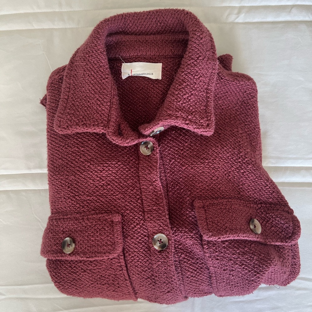 Anthropologie Pilcro Maroon Knit Shacket